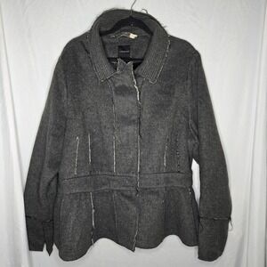 Lane Bryant Wool Blend Fleece Raw Seams Peplum Jacket Women's 22/24 Gray Goth